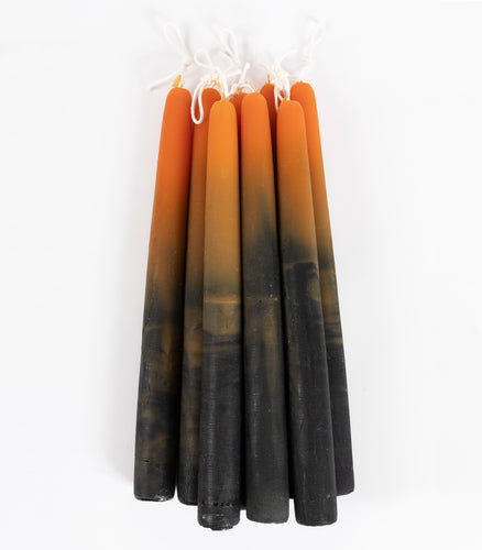 Orange Black Beeswax Tapers